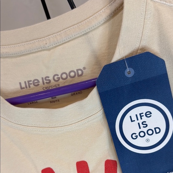Vintage Life is Good Baseball T-Shirt, Large, Crusher, Cream colored, SMILE! NWT - Picture 2 of 8